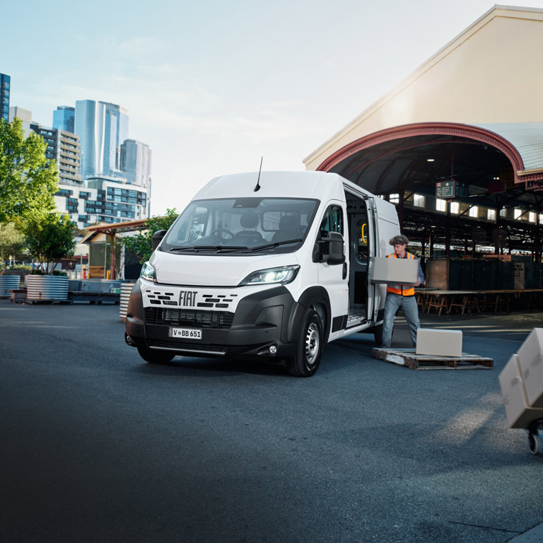 Fiat Ducato Van being loaded near the market